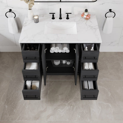 Eviva Graham Bath Vanity with Engineered Stone Top and Integrated Sink (30"-72")