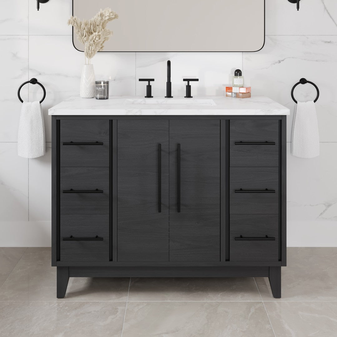 Eviva Graham Bath Vanity with Engineered Stone Top and Integrated Sink (30"-72")