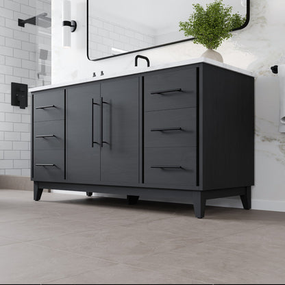 Eviva Graham Bath Vanity with Engineered Stone Top and Integrated Sink (30"-72")