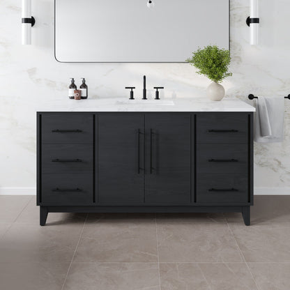 Eviva Graham Bath Vanity with Engineered Stone Top and Integrated Sink (30"-72")