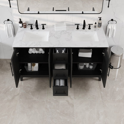Eviva Graham Bath Vanity with Engineered Stone Top and Integrated Sink (30"-72")