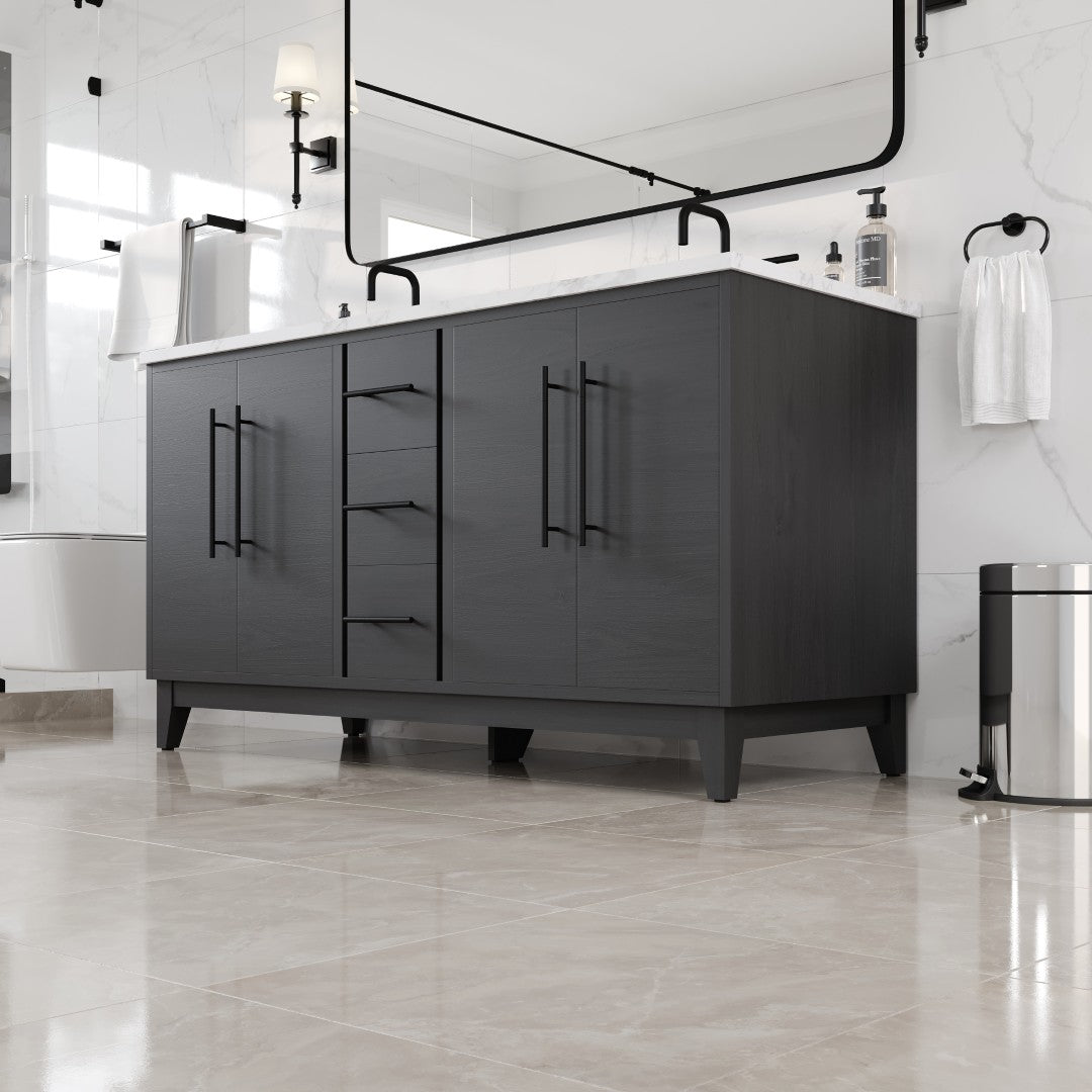Eviva Graham Bath Vanity with Engineered Stone Top and Integrated Sink (30"-72")