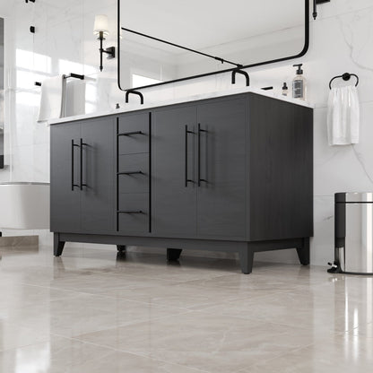 Eviva Graham Bath Vanity with Engineered Stone Top and Integrated Sink (30"-72")
