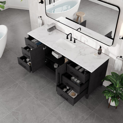 Eviva Graham Bath Vanity with Engineered Stone Top and Integrated Sink (30"-72")
