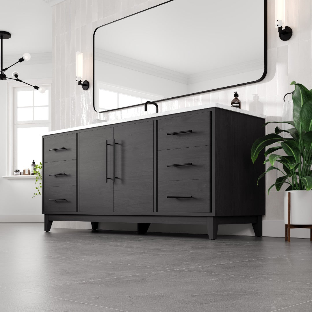 Eviva Graham Bath Vanity with Engineered Stone Top and Integrated Sink (30"-72")