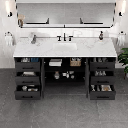 Eviva Graham Bath Vanity with Engineered Stone Top and Integrated Sink (30"-72")