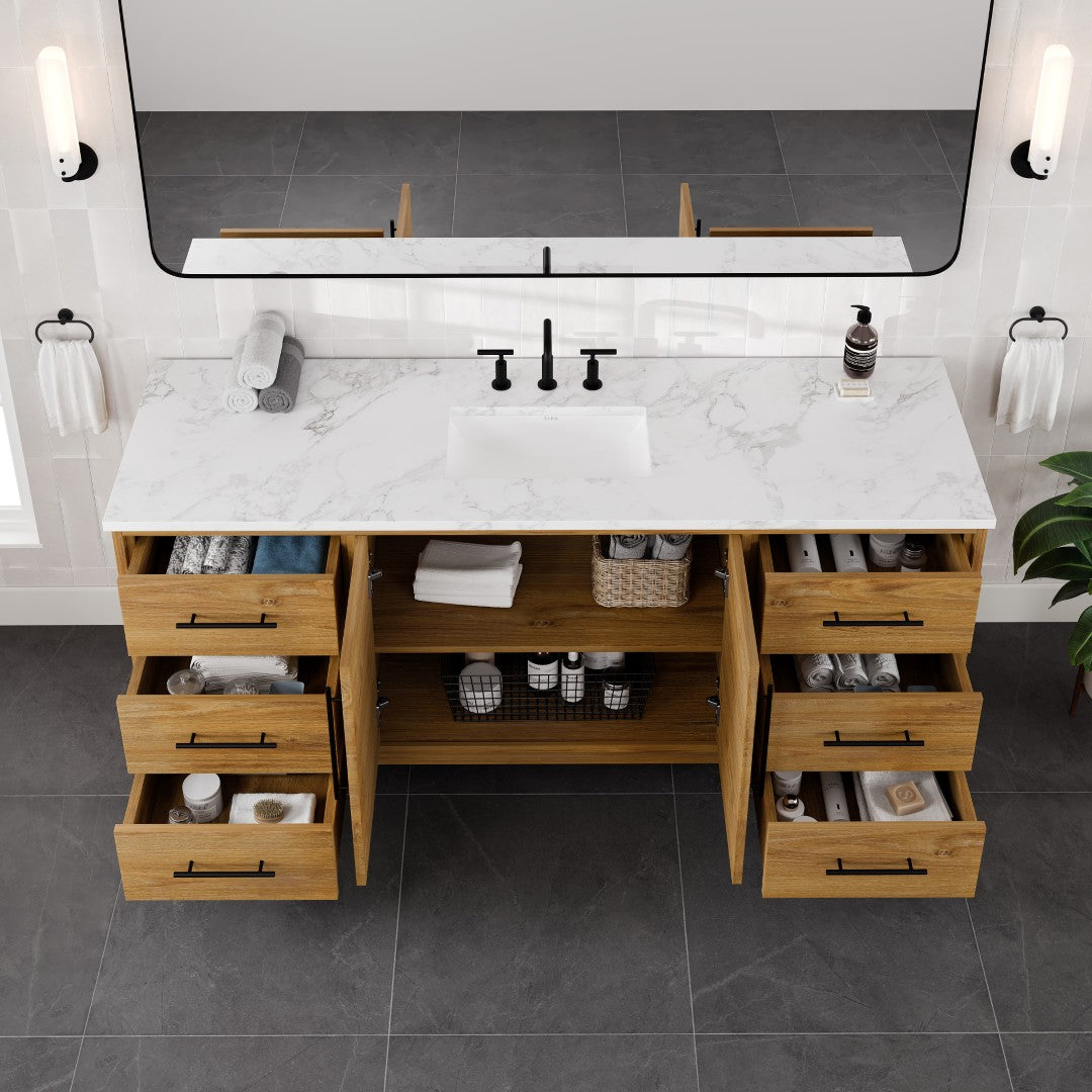 Eviva Graham Bath Vanity with Engineered Stone Top and Integrated Sink (30"-72")