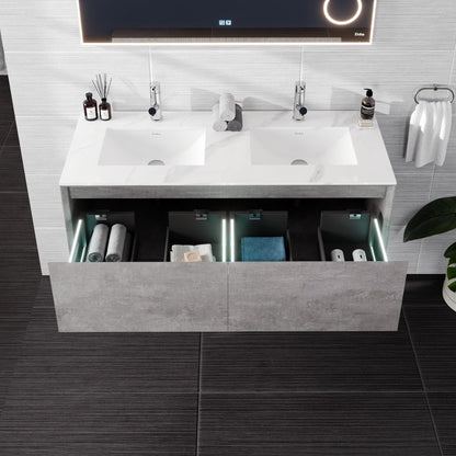 Eviva Aurora Wall Mount Bath Vanity with Carrara Quartz Top and Undermount Porcelain Sink (36"-60")