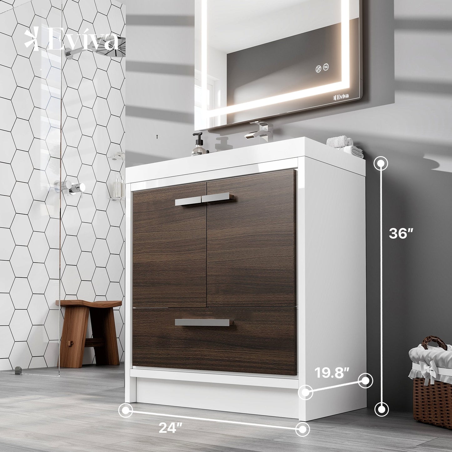 Eviva Grace Bath Vanity with Acrylic Top and Integrated Sink (24"-48")