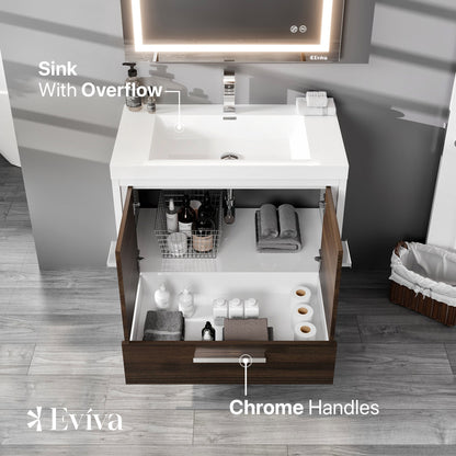 Eviva Grace Bath Vanity with Acrylic Top and Integrated Sink (24"-48")