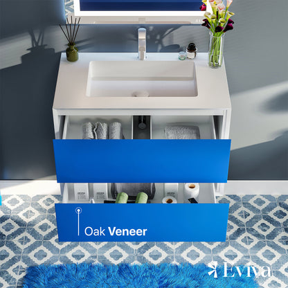 Eviva Vienna Wall Mount Bath Vanity with Acrylic Top and Integrated Sink (36"-75")