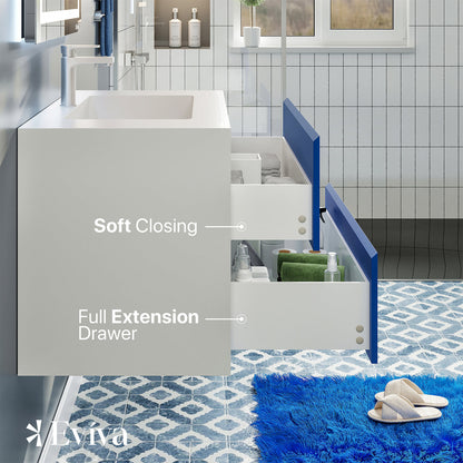 Eviva Vienna Wall Mount Bath Vanity with Acrylic Top and Integrated Sink (36"-75")