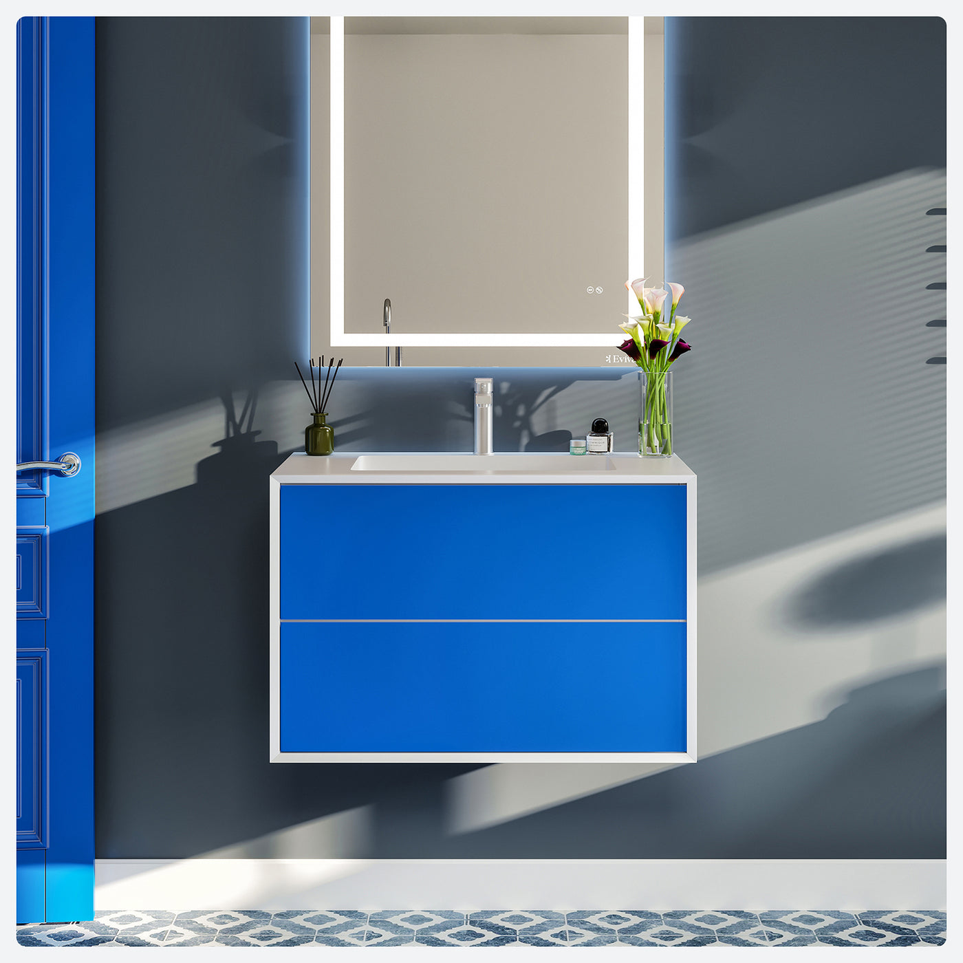 Eviva Vienna Wall Mount Bath Vanity with Acrylic Top and Integrated Sink (36"-75")