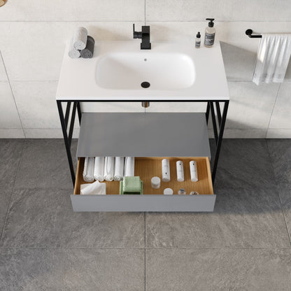 Eviva Lodge Bath Vanity with Solid Surface Top and Integral Solid Surface Sink