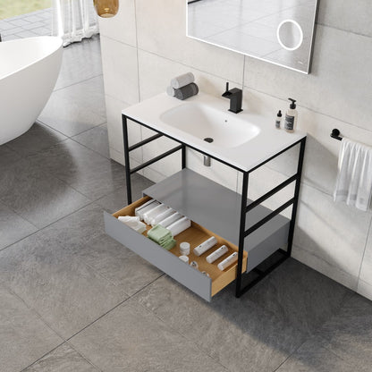 Eviva Lodge Bath Vanity with Solid Surface Top and Integral Solid Surface Sink