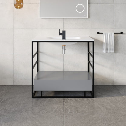 Eviva Lodge Bath Vanity with Solid Surface Top and Integral Solid Surface Sink