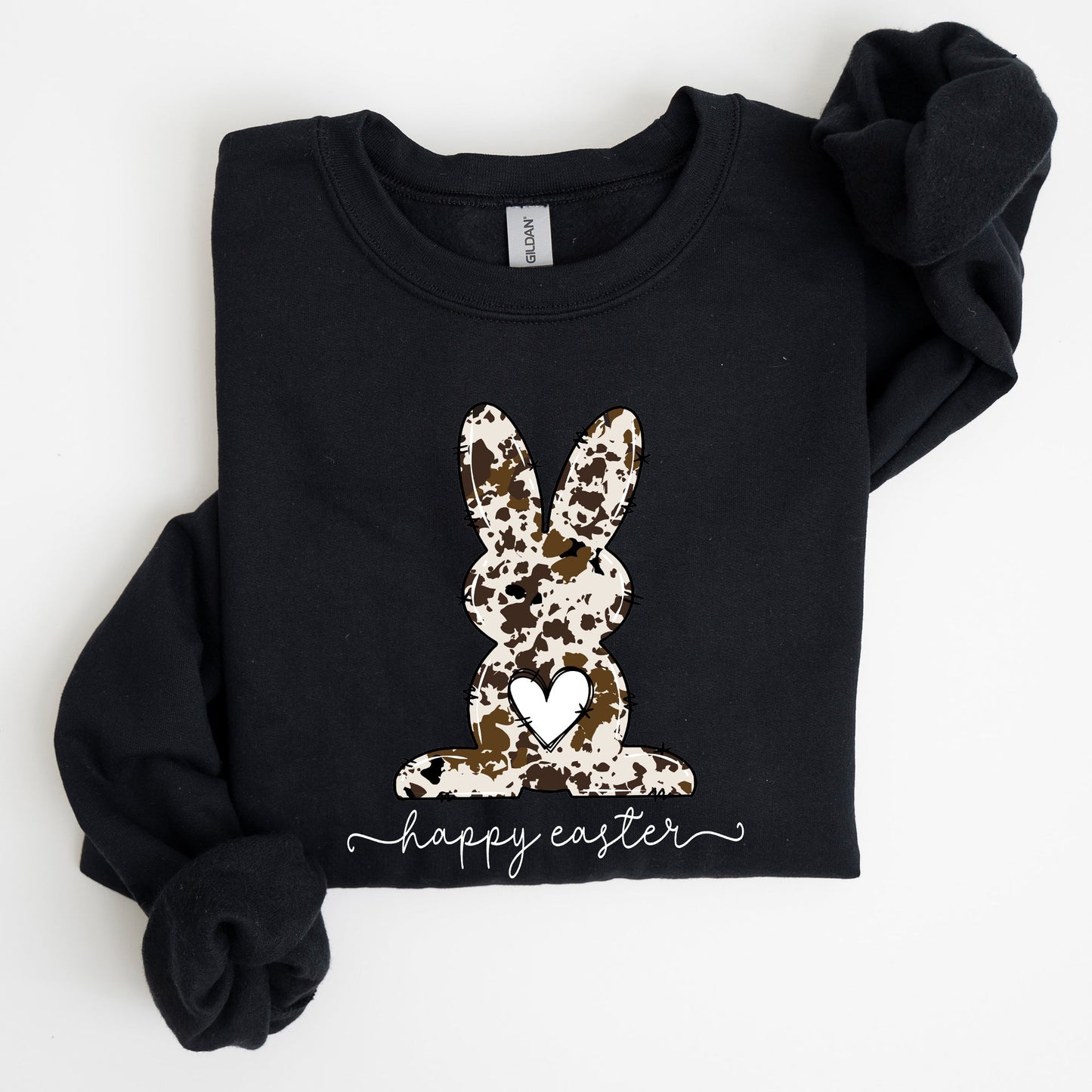 Easter Bunny, Happy Easter Rabbit, Cow Print Sweatshirt