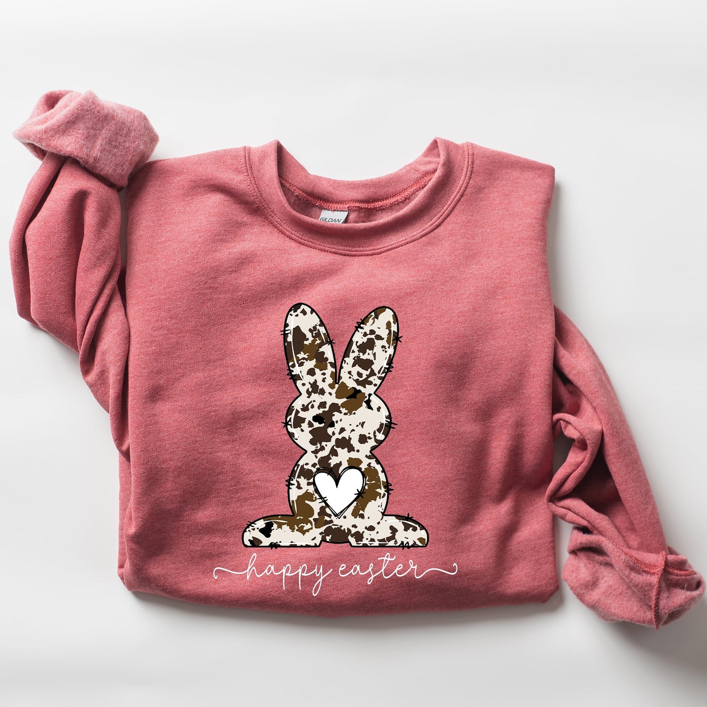 Easter Bunny, Happy Easter Rabbit, Cow Print Sweatshirt