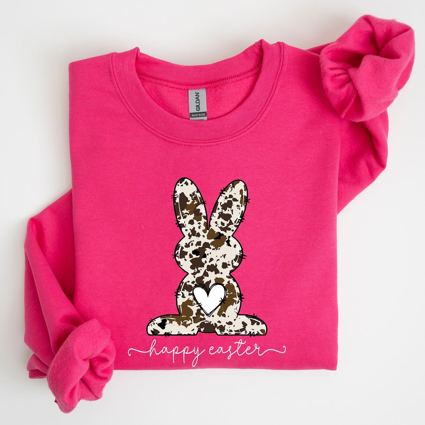 Easter Bunny, Happy Easter Rabbit, Cow Print Sweatshirt