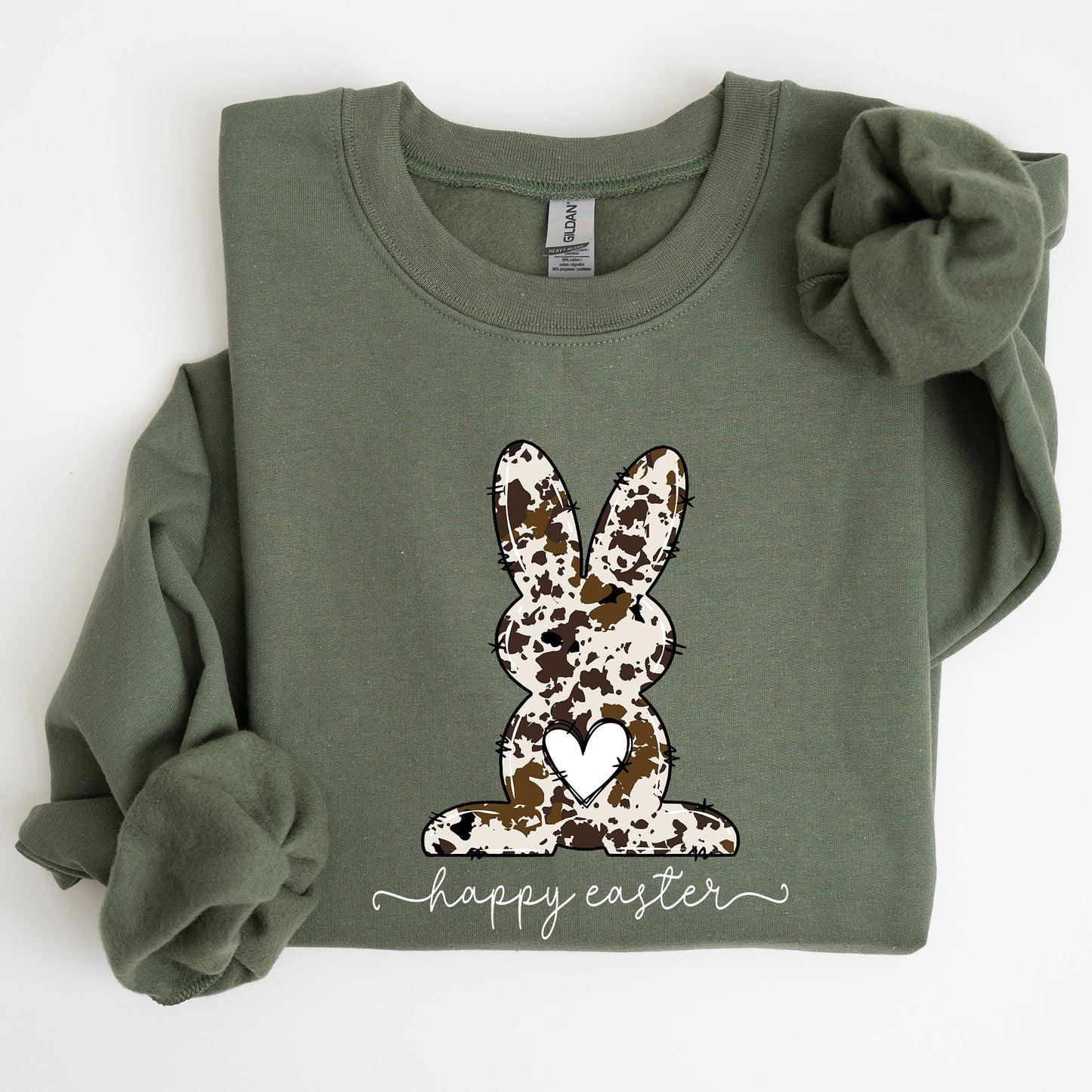 Easter Bunny, Happy Easter Rabbit, Cow Print Sweatshirt
