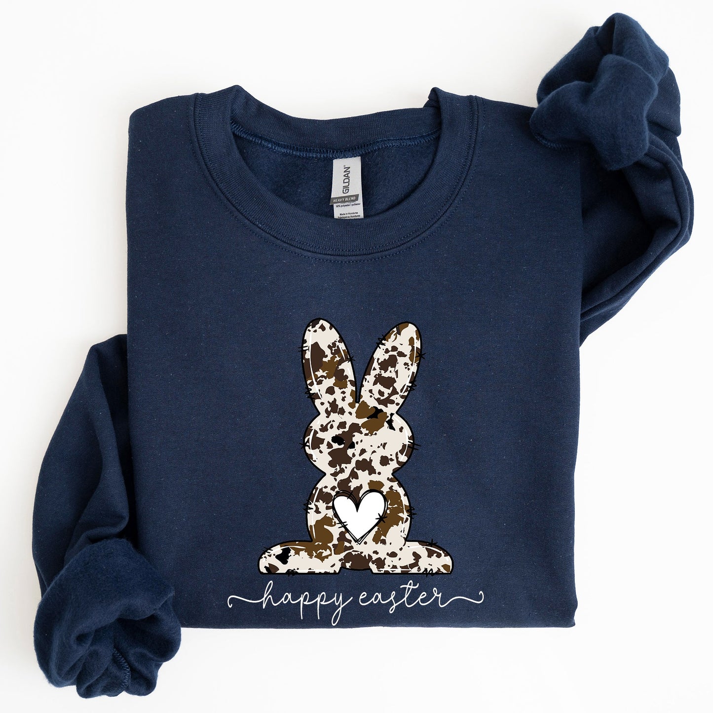 Easter Bunny, Happy Easter Rabbit, Cow Print Sweatshirt