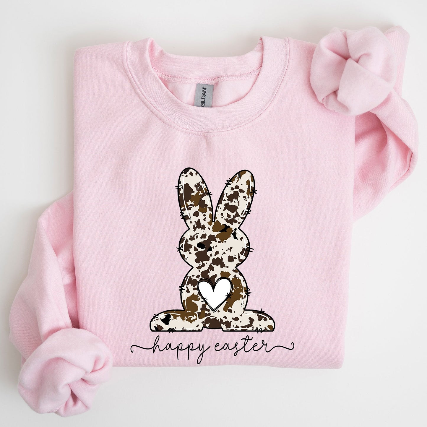 Easter Bunny, Happy Easter Rabbit, Cow Print Sweatshirt