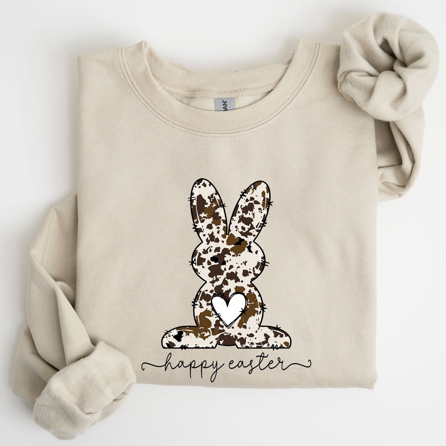 Easter Bunny, Happy Easter Rabbit, Cow Print Sweatshirt