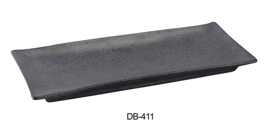 Yanco DB-411 Diamond Black Collection 10.5" X 4.375" Rectangular Plate | Kitchen + Metal