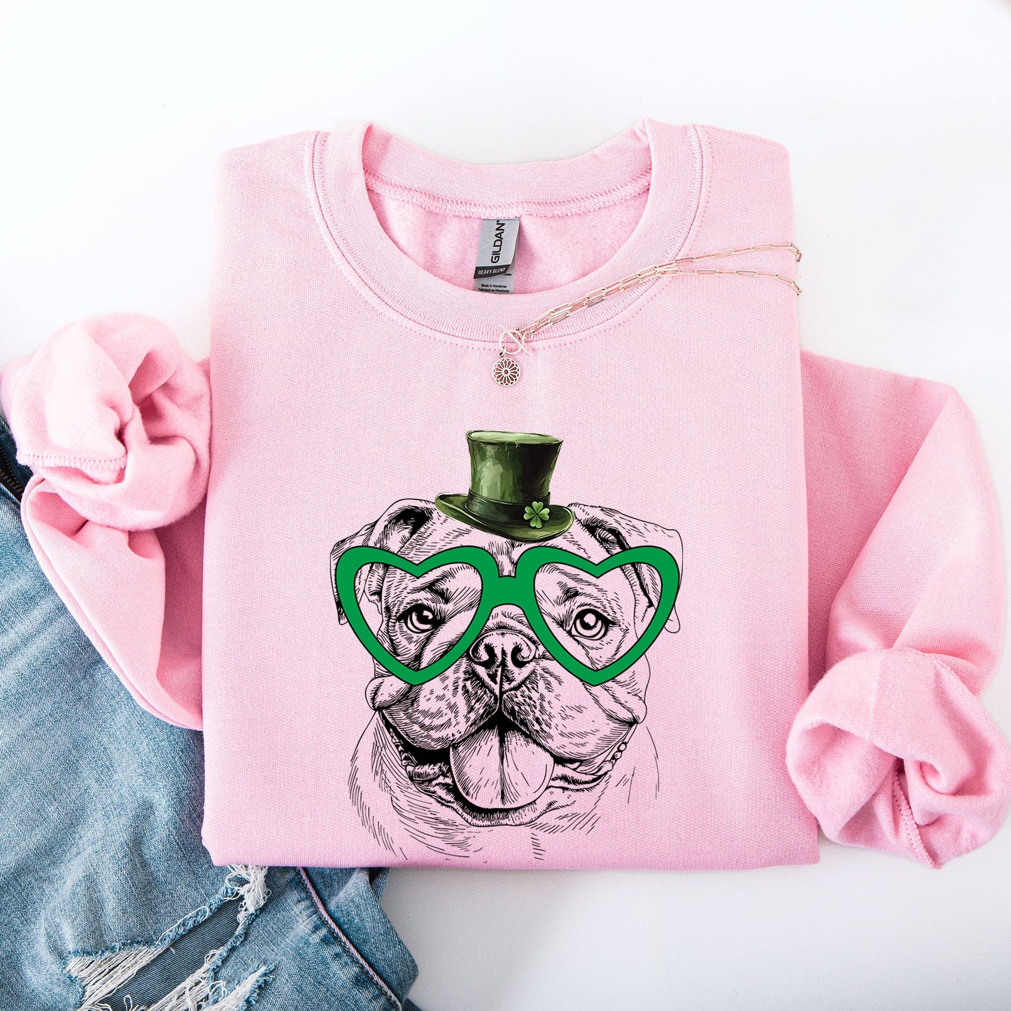 English Bulldog, Adorable Dog, St Patrick's Day, Lucky, Irish Sweatshirt