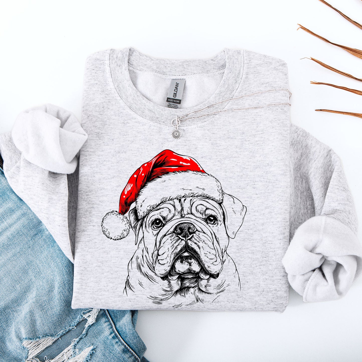 English Bulldog, Santa, Dog, Christmas, Dog Lover, Pet Sweatshirt