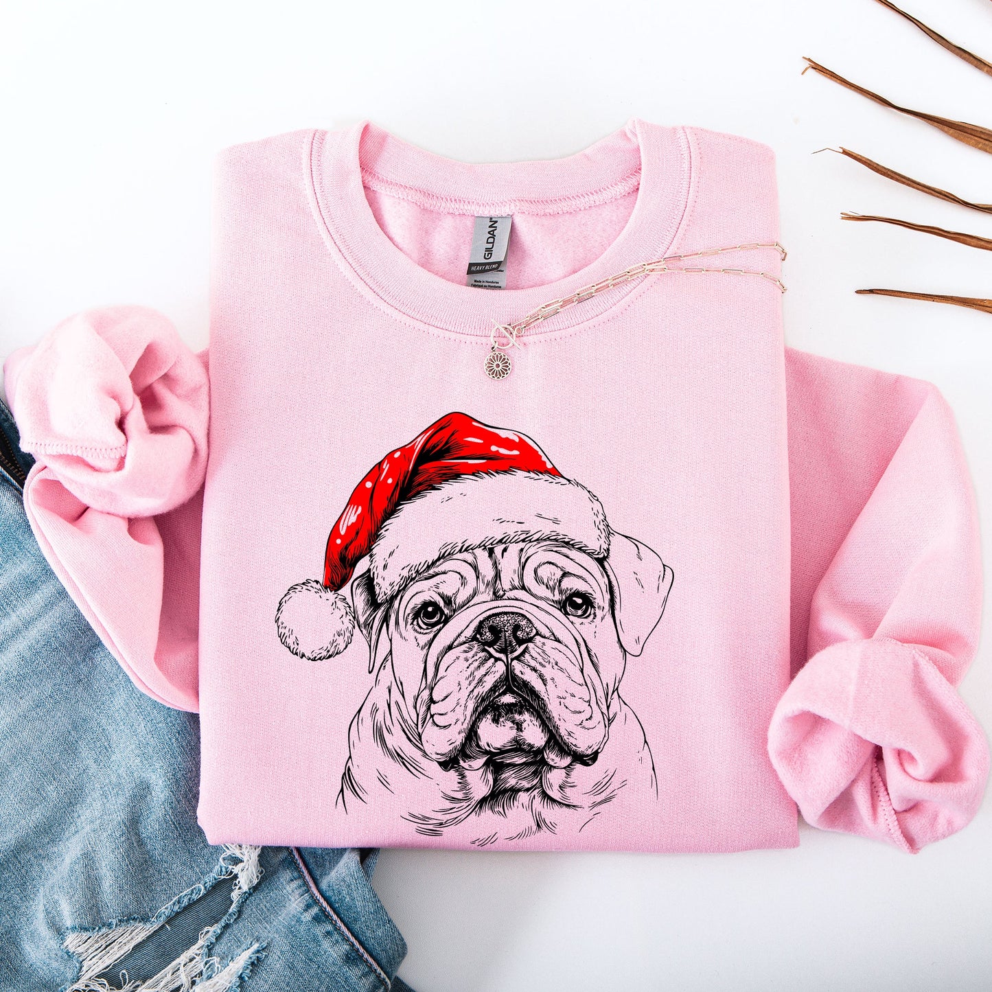 English Bulldog, Santa, Dog, Christmas, Dog Lover, Pet Sweatshirt