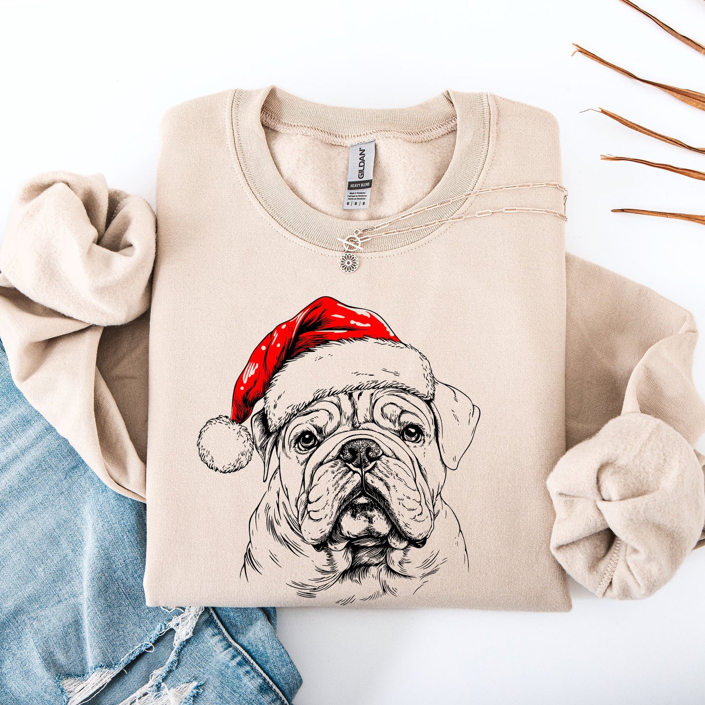 English Bulldog, Santa, Dog, Christmas, Dog Lover, Pet Sweatshirt