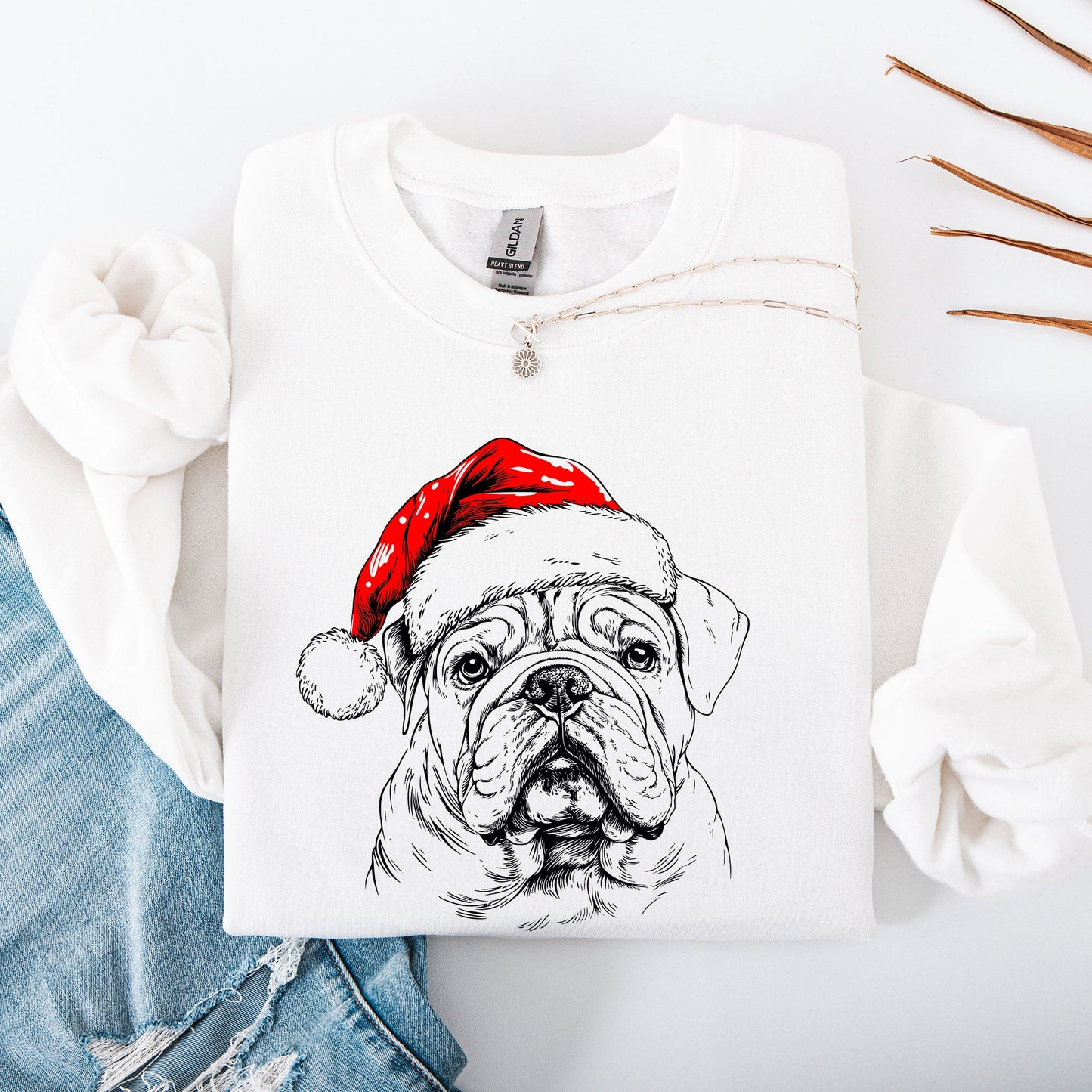 English Bulldog, Santa, Dog, Christmas, Dog Lover, Pet Sweatshirt