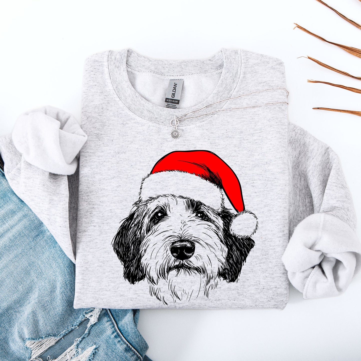 English Sheepdog, Santa, Dog, Christmas, Dog Lover, Pet Sweatshirt