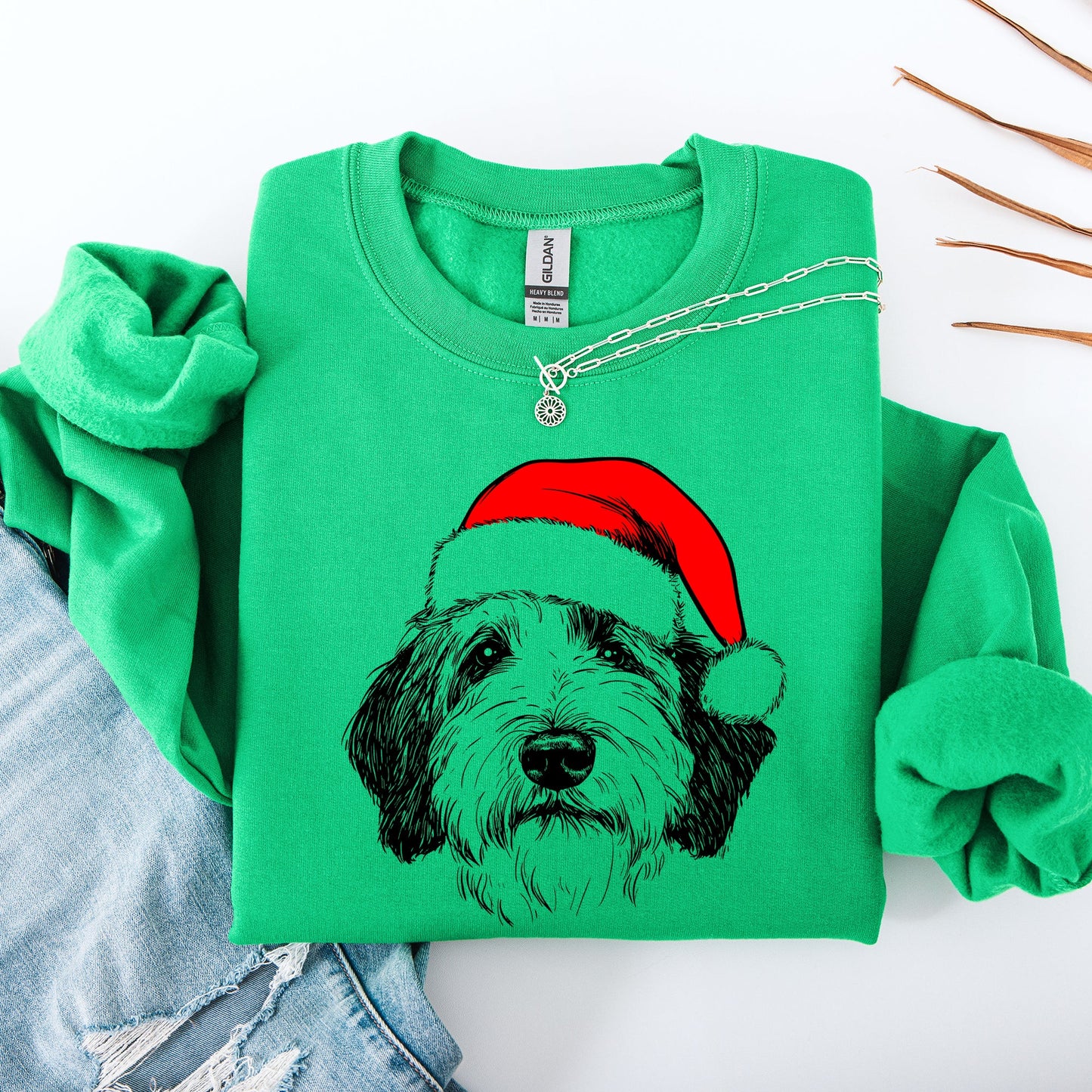 English Sheepdog, Santa, Dog, Christmas, Dog Lover, Pet Sweatshirt