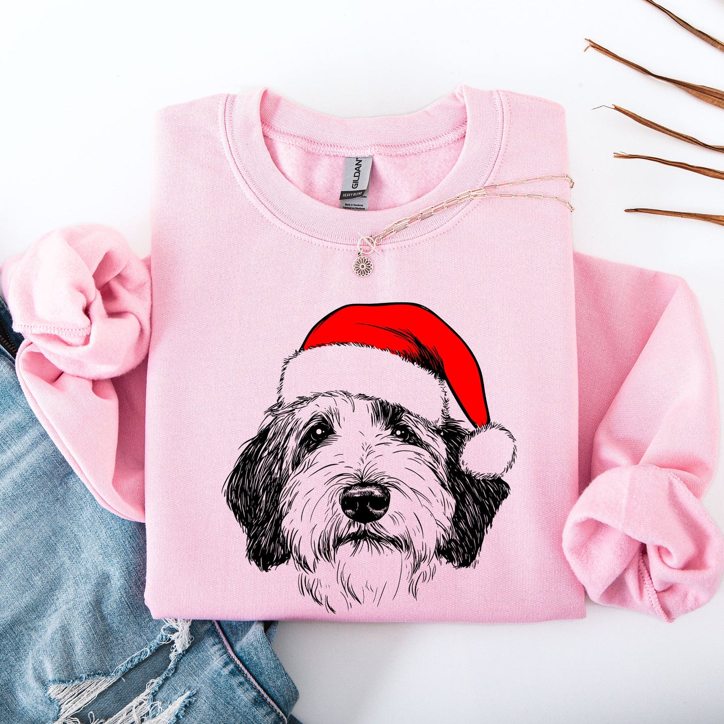 English Sheepdog, Santa, Dog, Christmas, Dog Lover, Pet Sweatshirt