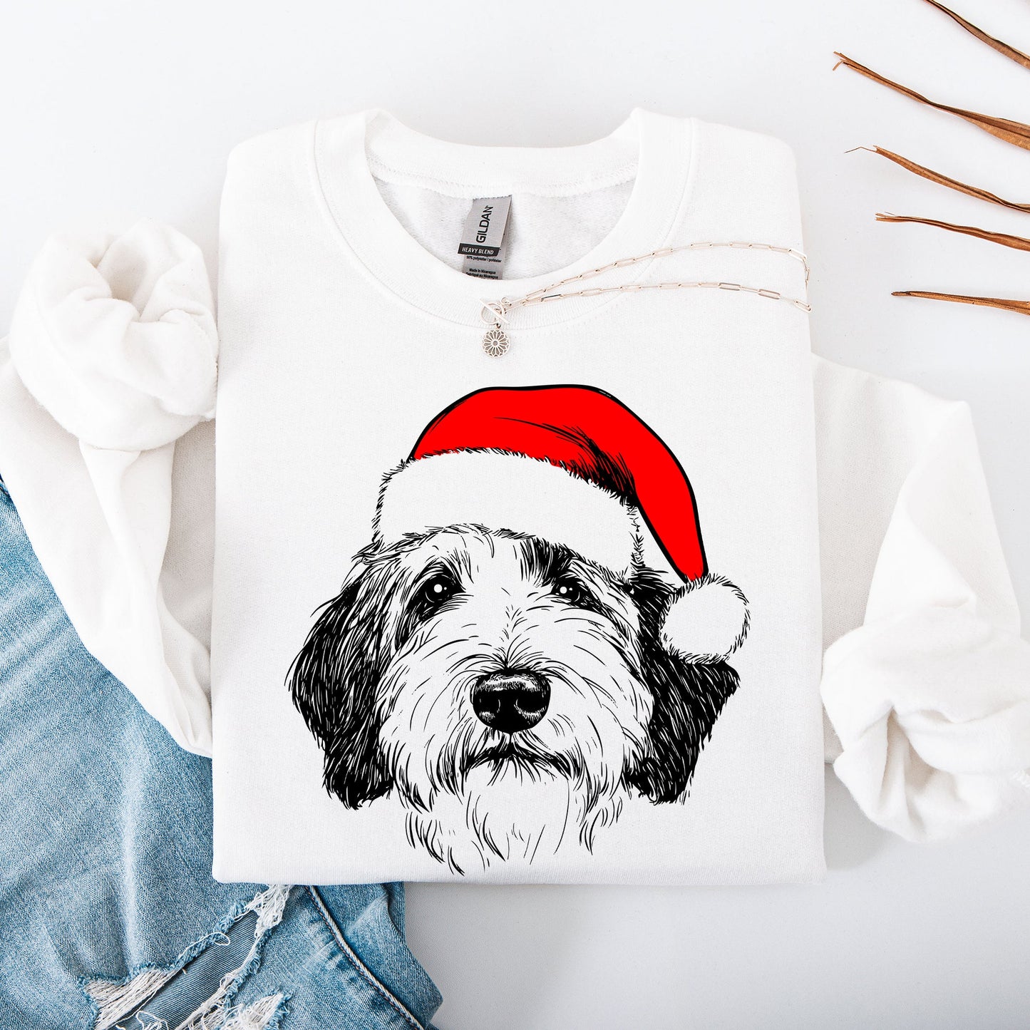 English Sheepdog, Santa, Dog, Christmas, Dog Lover, Pet Sweatshirt