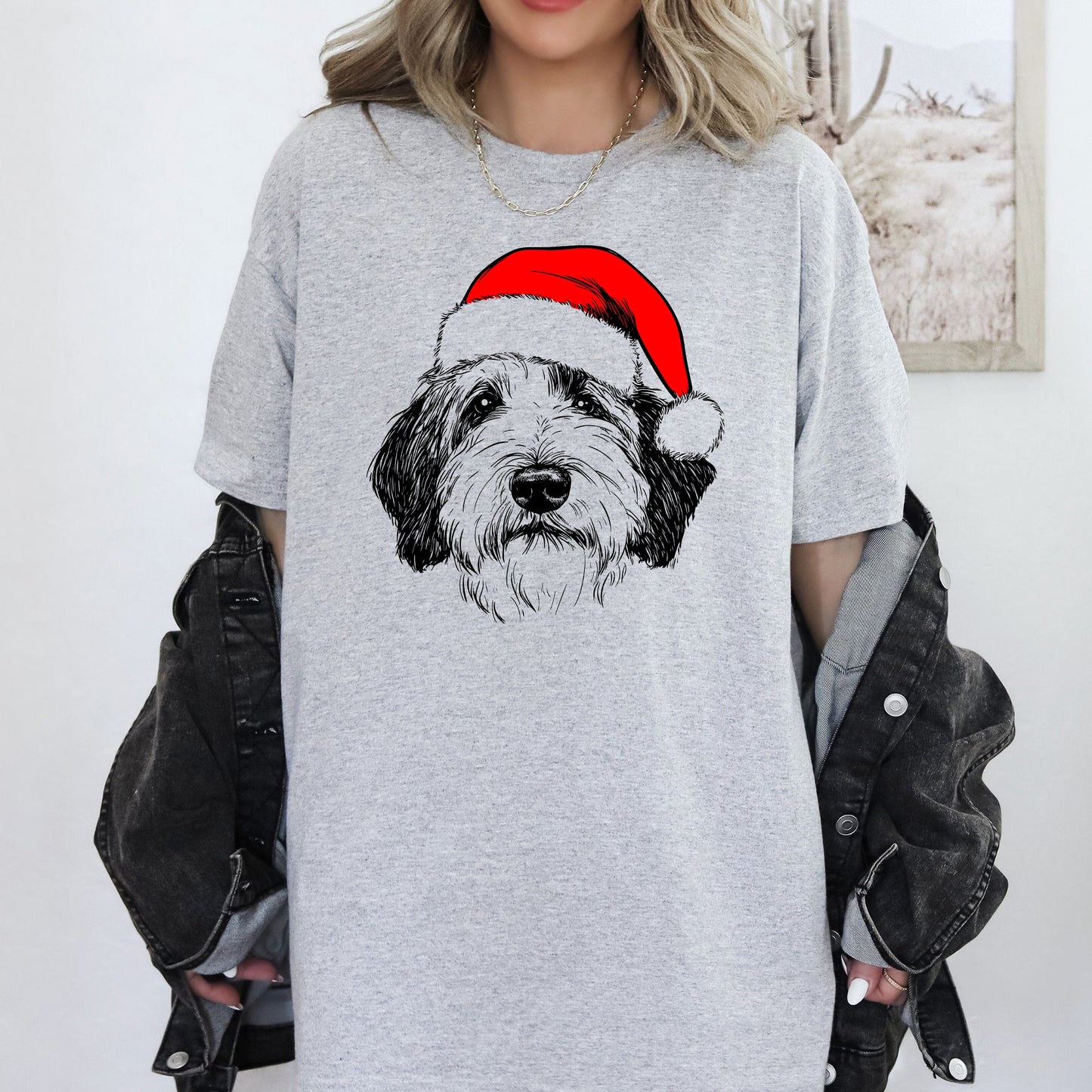English Sheepdog, Santa, Dog, Christmas, Dog Lover, Pet T-Shirt Comfort Colors T-Shirt