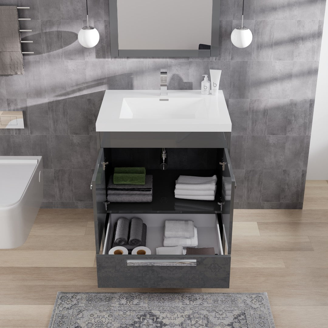 Eviva Lugano Bath Vanity with Acrylic Top and Integrated Sink (24"-84")