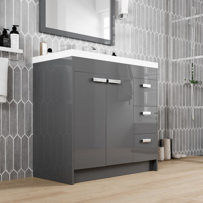 Eviva Lugano Bath Vanity with Acrylic Top and Integrated Sink (24"-84")