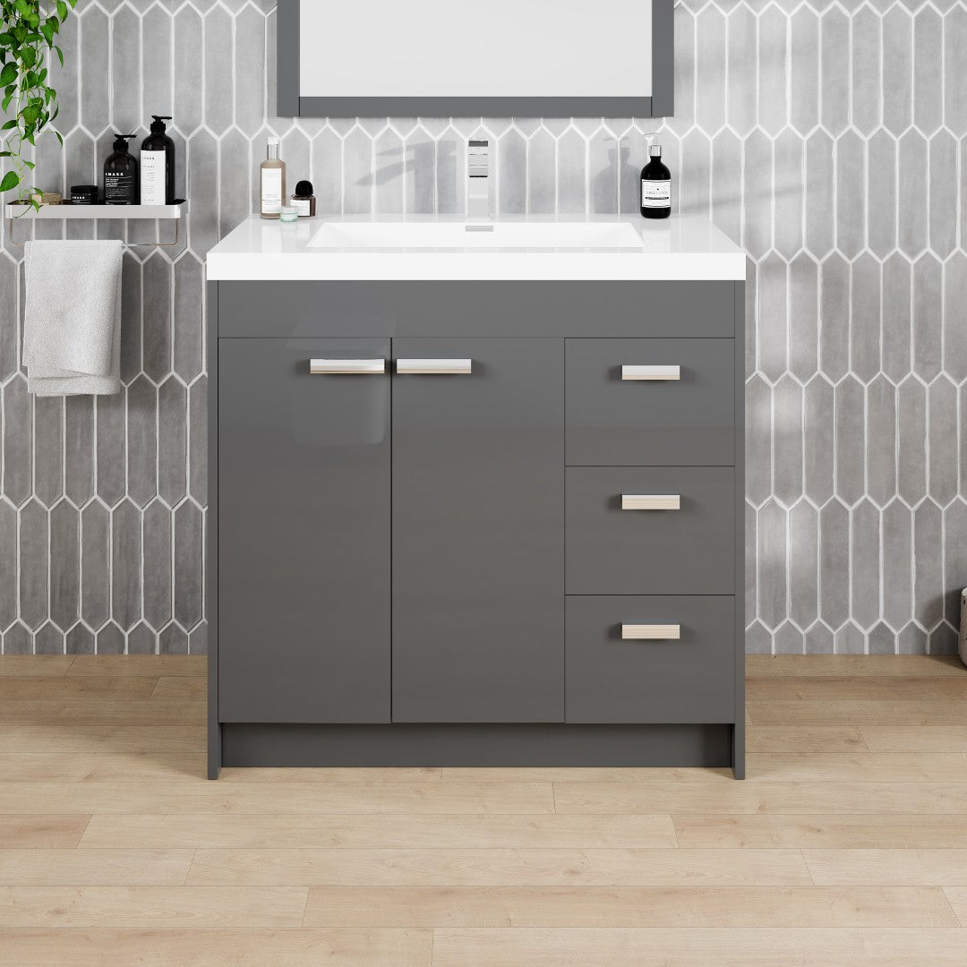 Eviva Lugano Bath Vanity with Acrylic Top and Integrated Sink (24"-84")
