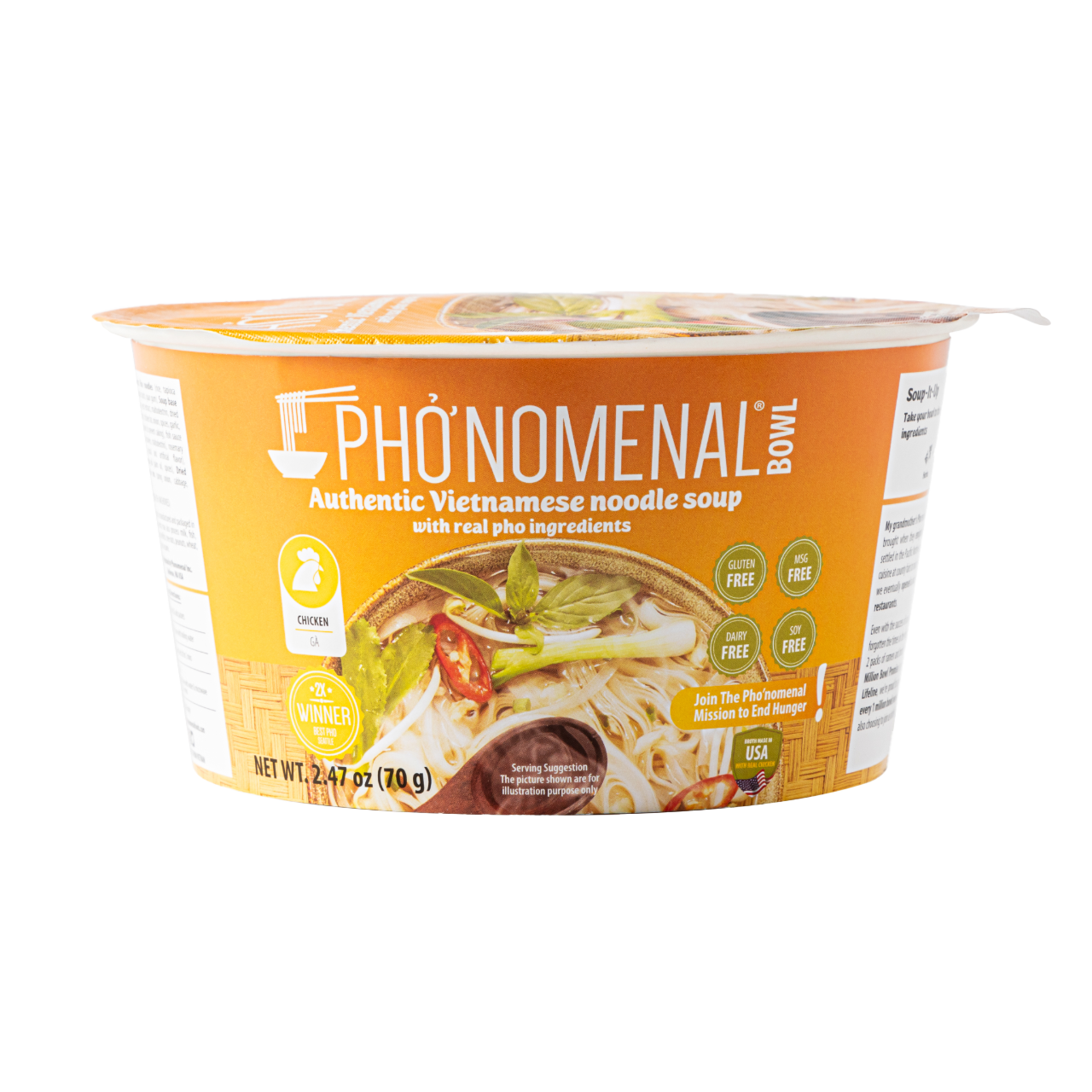 Pho’nomenal Bowl Instant Chicken Pho (Case of 6 Bowls)