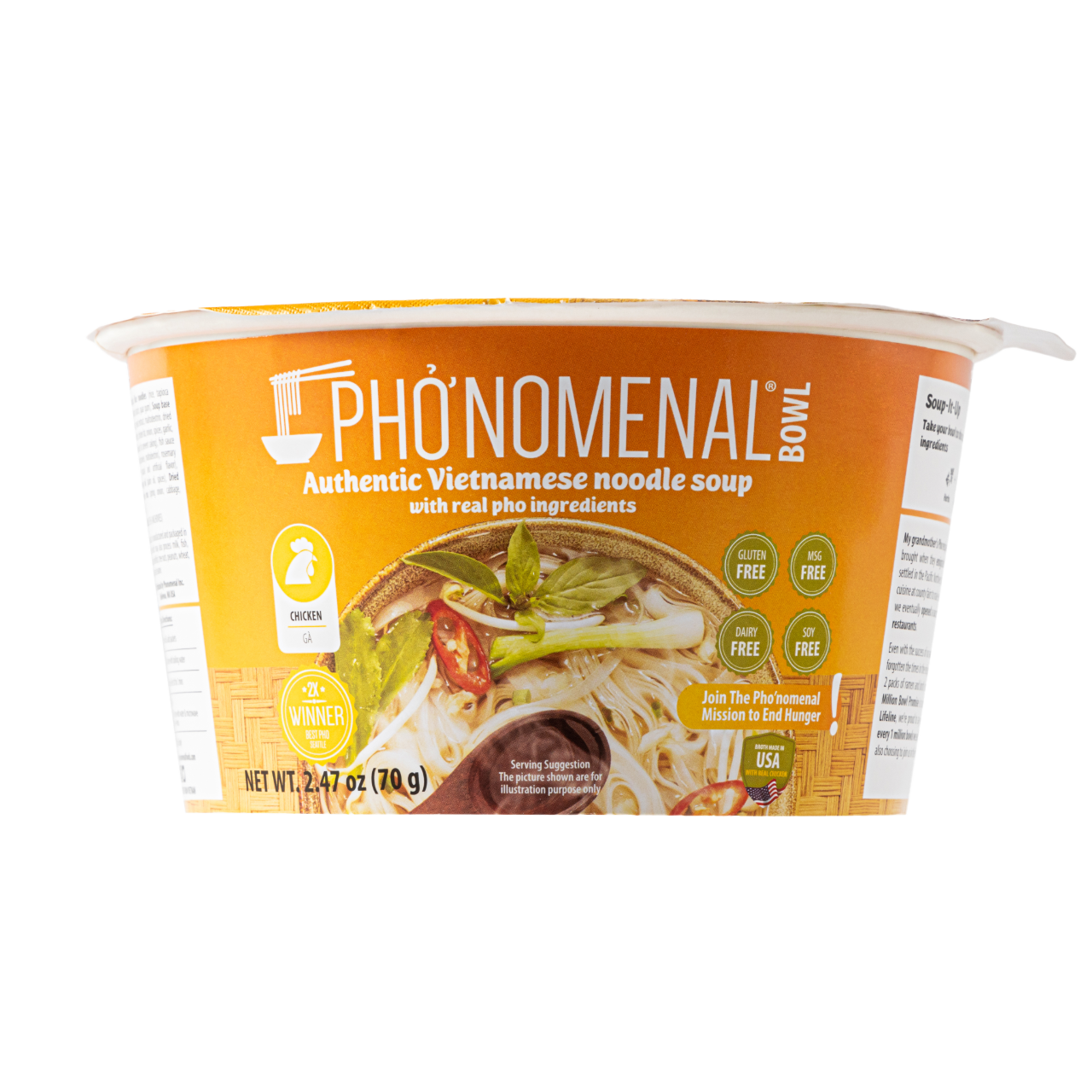 Pho’nomenal Bowl Instant Chicken Pho (Case of 6 Bowls)