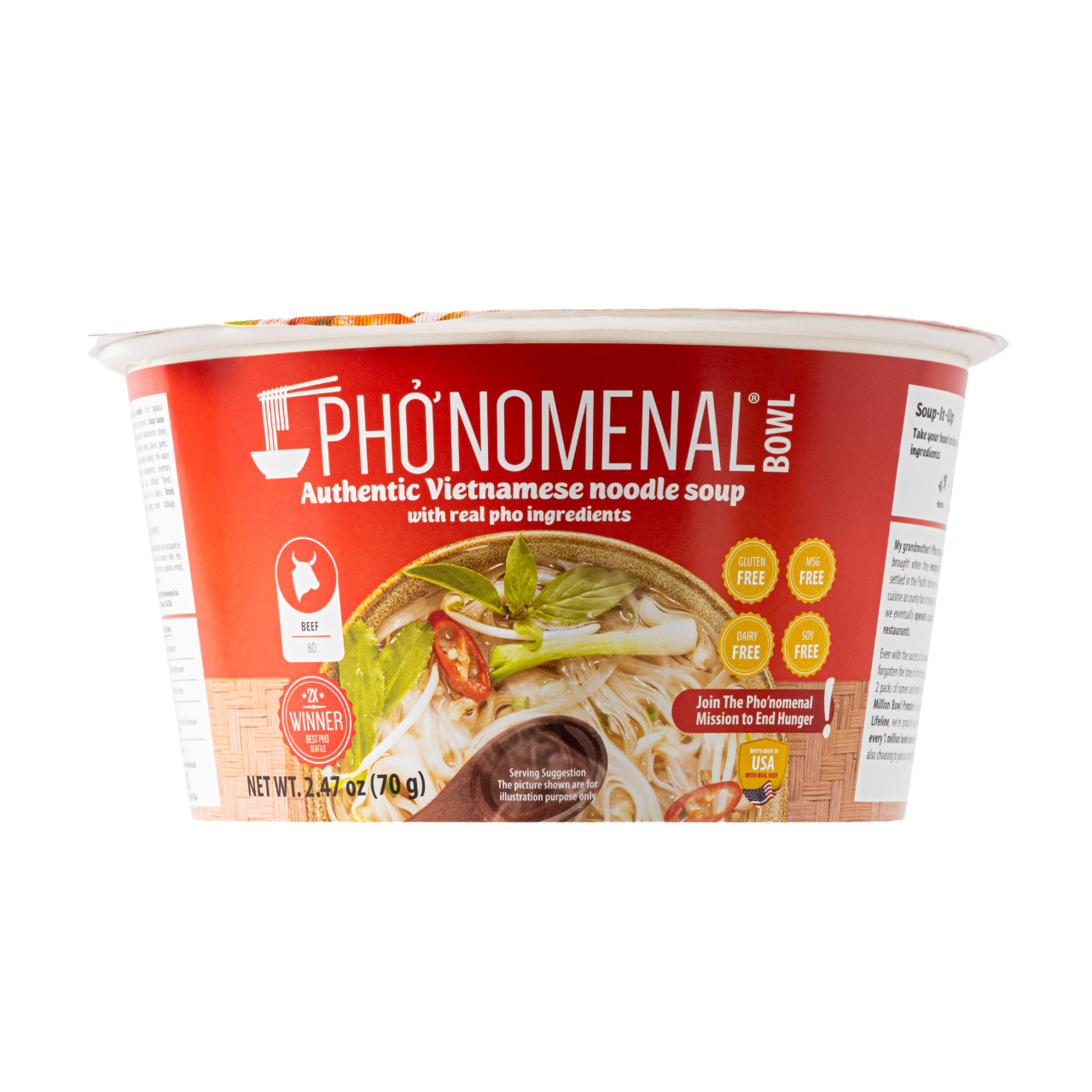 Pho’nomenal Bowl Instant Beef Pho (Case of 6 Bowls)
