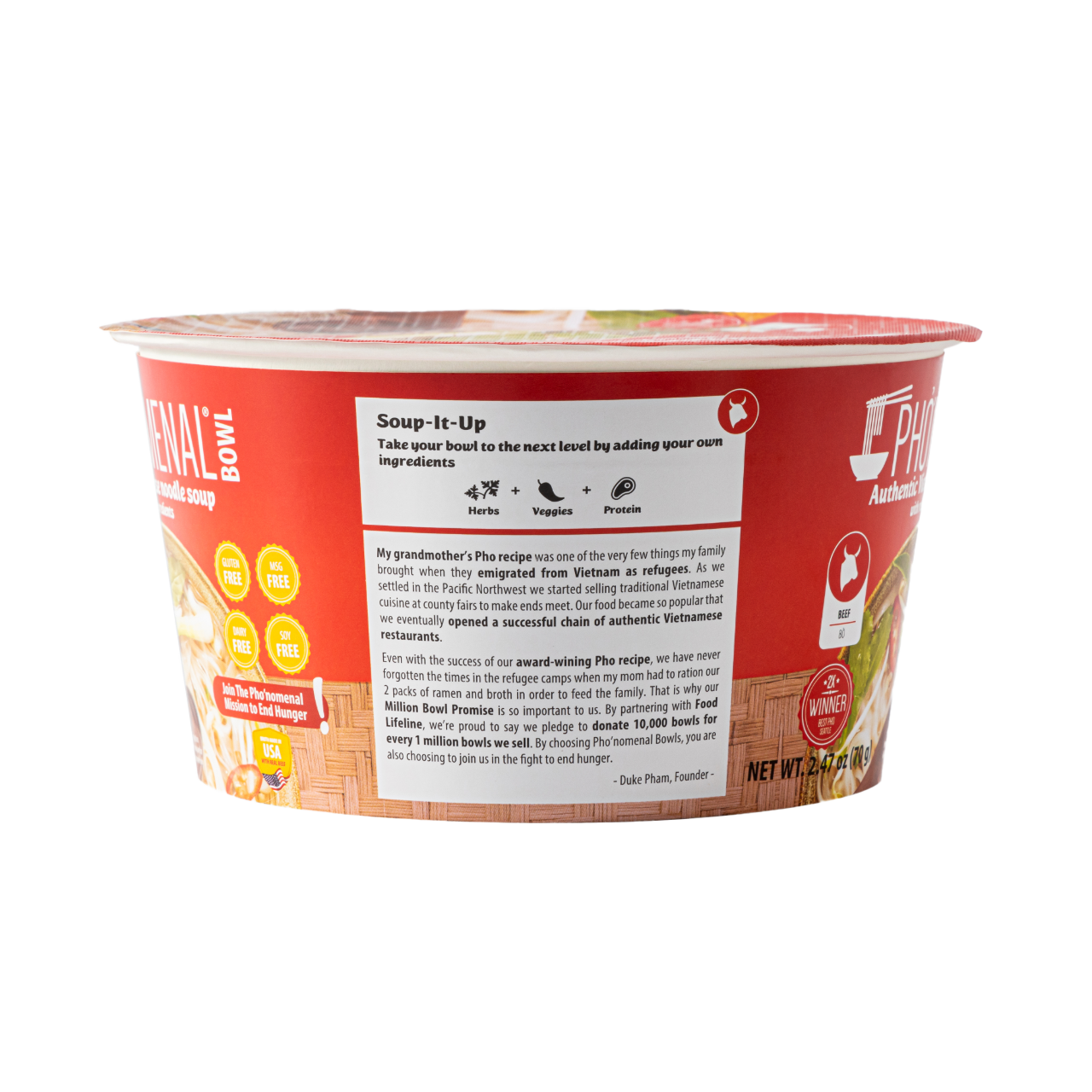 Pho’nomenal Bowl Instant Beef Pho (Case of 6 Bowls)