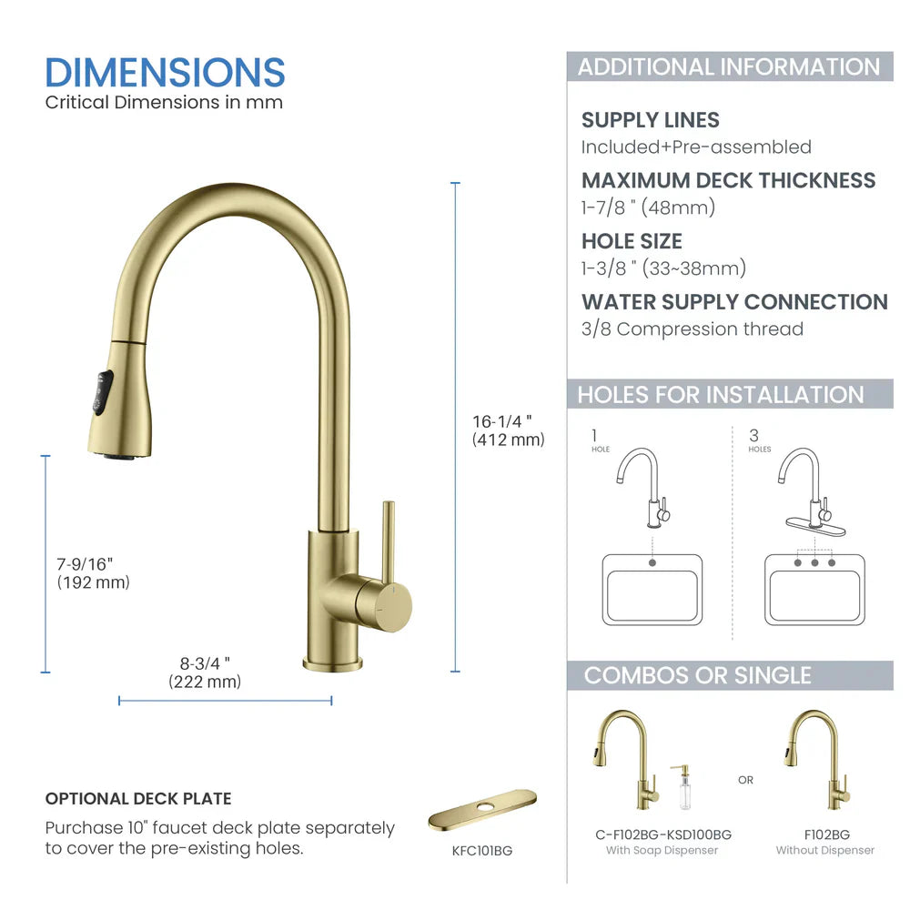 Value Collection - Single Handle Pull Down Kitchen Faucet - F102