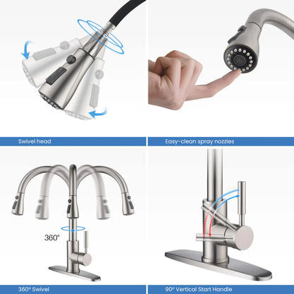 Value Collection - Single Handle Pull Down Kitchen Faucet With Touch Sensor - F102-S
