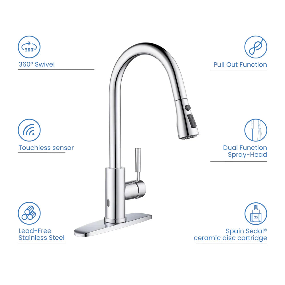 Value Collection - Single Handle Pull Down Kitchen Faucet With Touch Sensor - F102-S