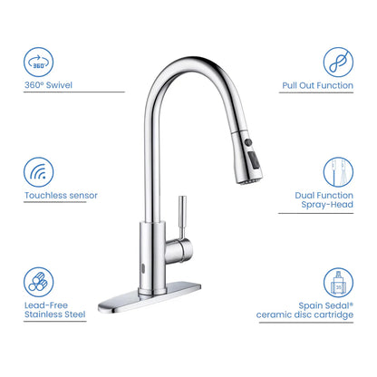 Value Collection - Single Handle Pull Down Kitchen Faucet With Touch Sensor - F102-S