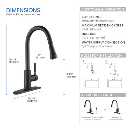 Value Collection - Single Handle Pull Down Kitchen Faucet With Touch Sensor - F102-S